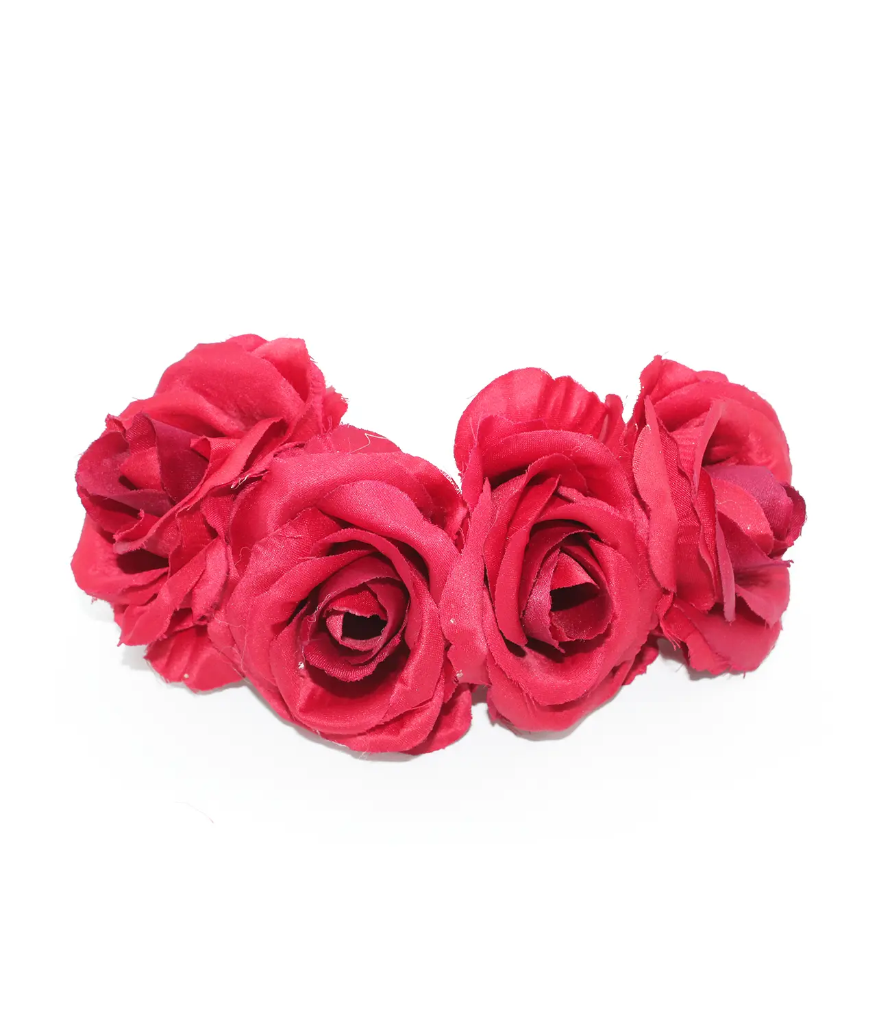 Corona de 4 rosas para vestirse de flamenca en color rojo. El complemento de flamenca que necesitas.