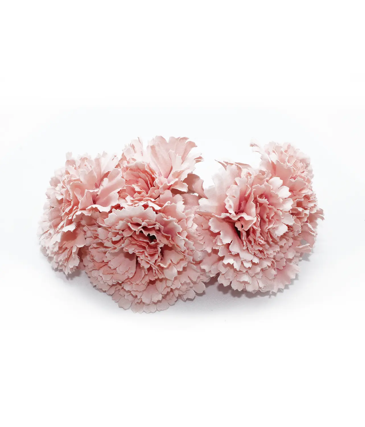 Corona de 5 claveles para vestirse de flamenca en color rosa claro. El complemento de flamenca que necesitas.